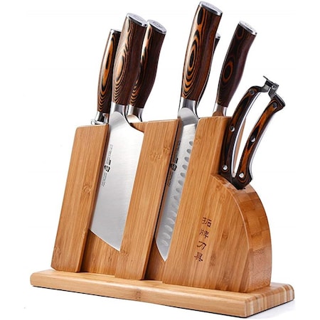 Top Chef Cutlery Knife Set with Wooden Block - Honing Steel & Shears with Pakkawood Handle TO2136601